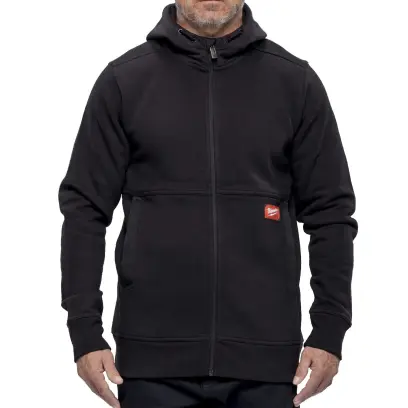 Pracovní mikina s kapucí Milwaukee GRIDIRON WHZ BL S, černá, velikost S, se zipem, 4932499387